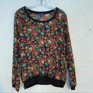 Sheer Flower Print Top
